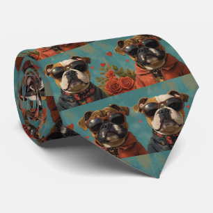 Gravata Bulldog Com Rosas Do Coração Dia Dos Namorados