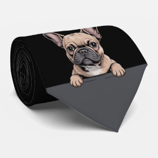 Gravata Bulldogue Francês Fofinho Cachorrinho Olhando Aman