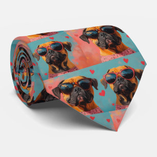 Gravata Bullmastiff Com Rosas Do Coração Dia Dos Namorados