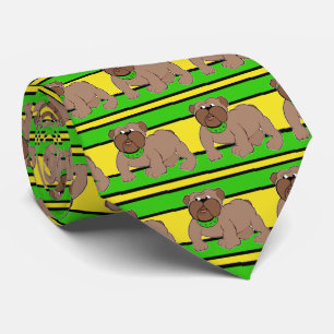 Gravata Bulls Sports Team Green Yellow Nectie