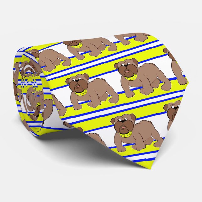 Gravata Bulls Sports Team White Yellow Nectie (Rolled)