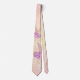 Gravata Buquê de noiva com laço rosa ao pôr do sol