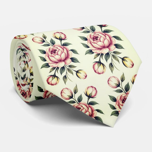 Gravata Buquê Floral de Rosa Rosa (Rolled)