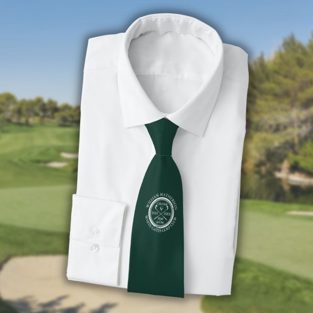 Gravata Buraco em Um Personalizado Verde Esmeralda Golfe (Hole in One Personalized Emerald Green Golf Neck Tie)