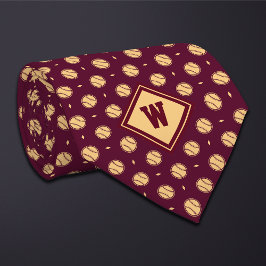 Gravata Burgundy Gold Baseball Icon Necktie