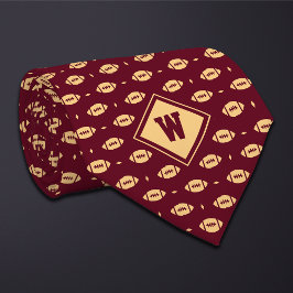 Gravata Burgundy Gold Football Icon Necktie