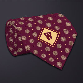 Gravata Burgundy Gold Golf Ball Icon Necktie