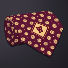 Gravata Burgundy Gold Volleyball Icon Necktie