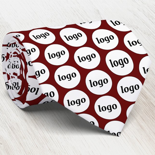 Gravata Burgundy Simples Logotipo Empresa (Simple logo pattern burgundy wine red business branding uniform neck tie)
