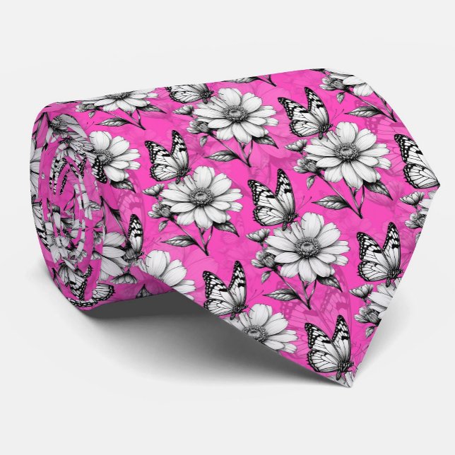 Gravata Butterfly On Flower Pink Design (Criador carregado)