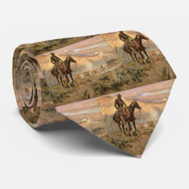 Gravata C M Russell Wagon Boss Vintage Western Cowboy