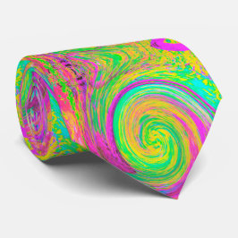 Gravata Cabeça Abstrato púrpura e espiral líquida amarela