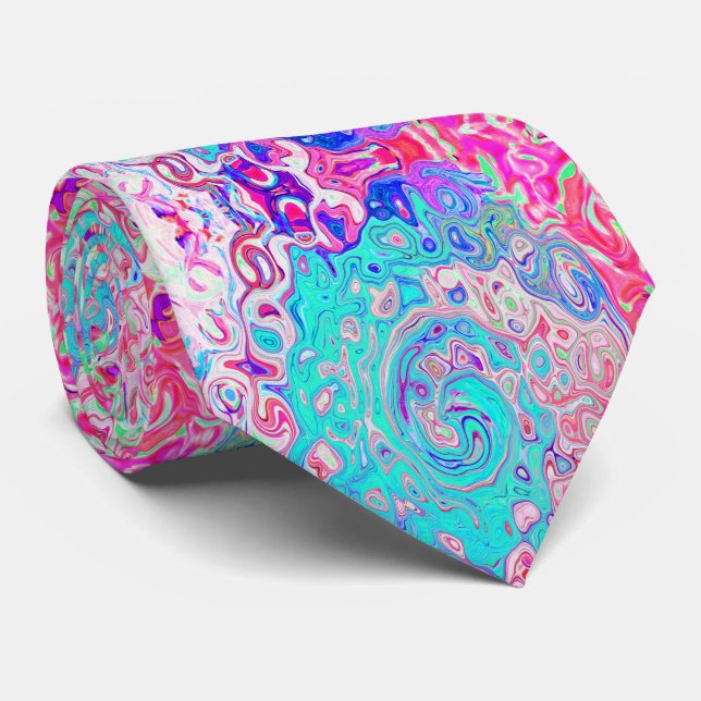 Gravata Cabeça azul-marinho e Abstrato cor-de-rosa (Rolled)