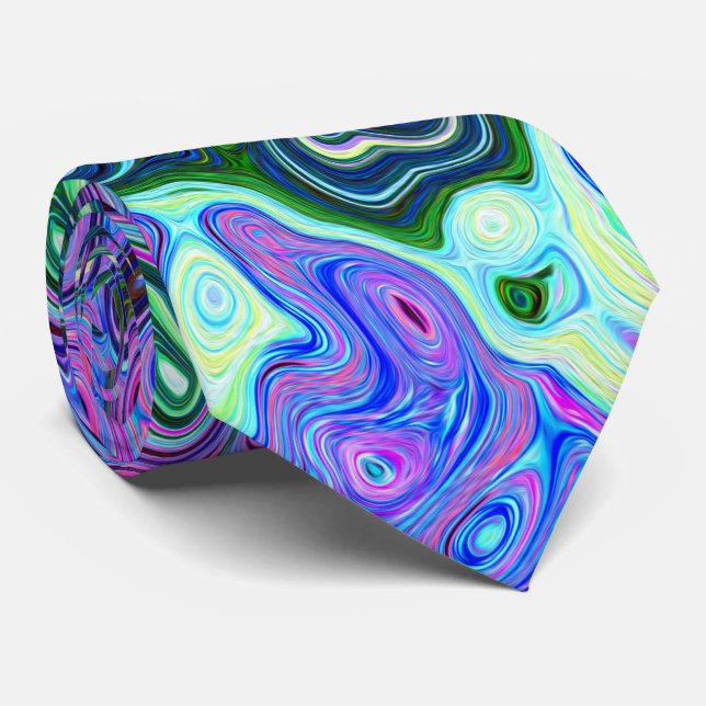 Gravata Cabeça de Abstrato retrógrada verde e roxa (Rolled)