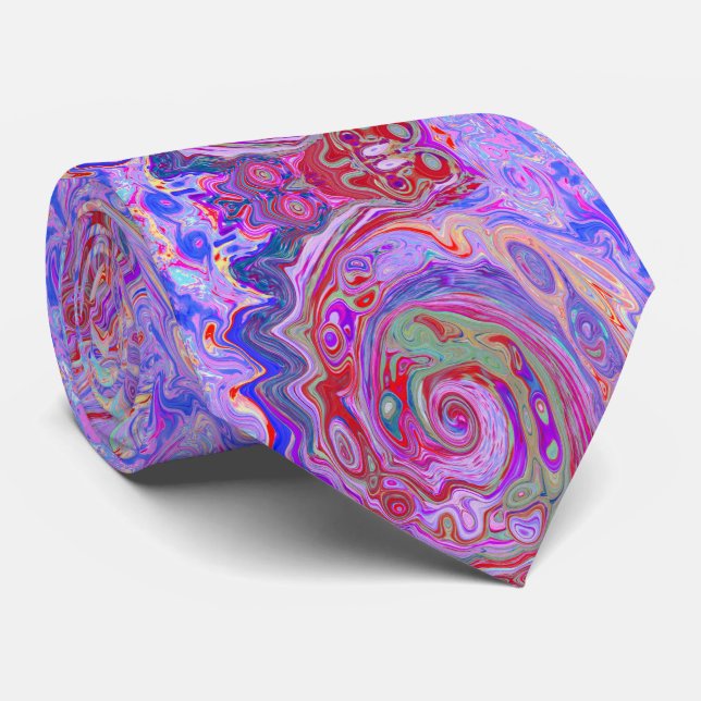 Gravata Cabeça de Abstrato retrovertida, roxa e roxa rosa (Rolled)