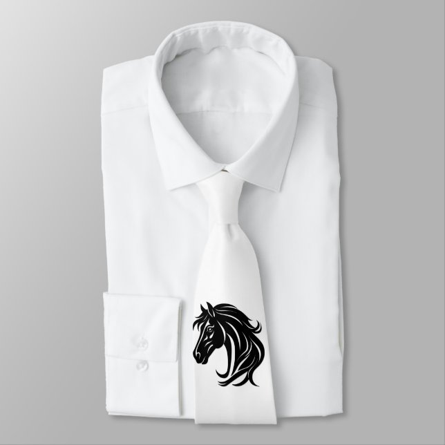 Gravata Cabeça de Cavalo Preto Magnífico (Amarrado)