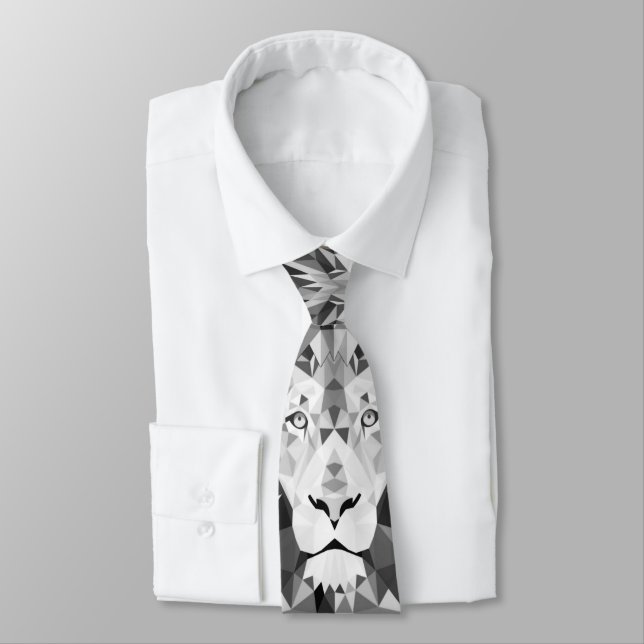 Gravata Cabeça de Leão Geométrico legal (Amarrado)