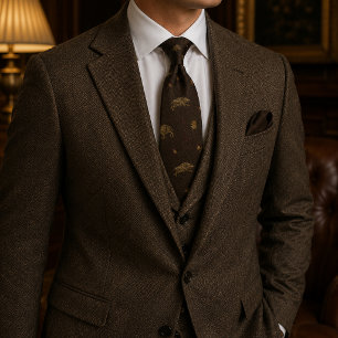 Gravata Caça ao Javali em Tweed Herringbone Carvalho Old M