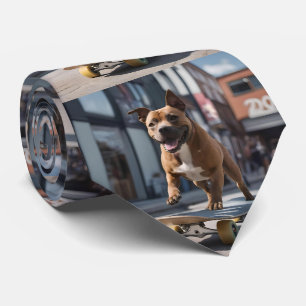 Gravata Caça de skate: Um Staffy em Movimento