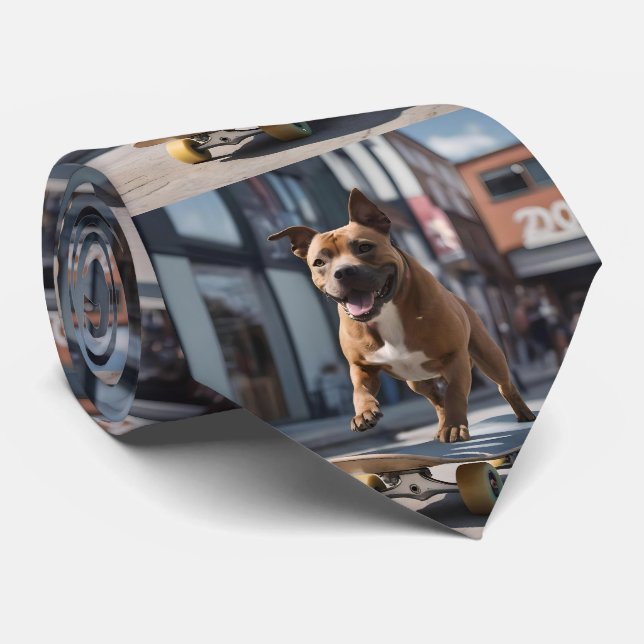 Gravata Caça de skate: Um Staffy em Movimento (Rolled)