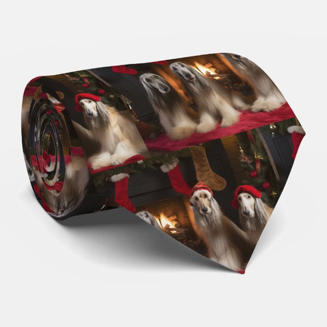 Gravata Cachorro Afegão junto à Lareira Natal (Rolled)