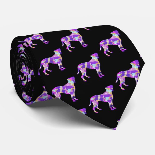 Gravata Cachorro-Boxeiro Silhouette Purple Colors Black Ne (Rolled)