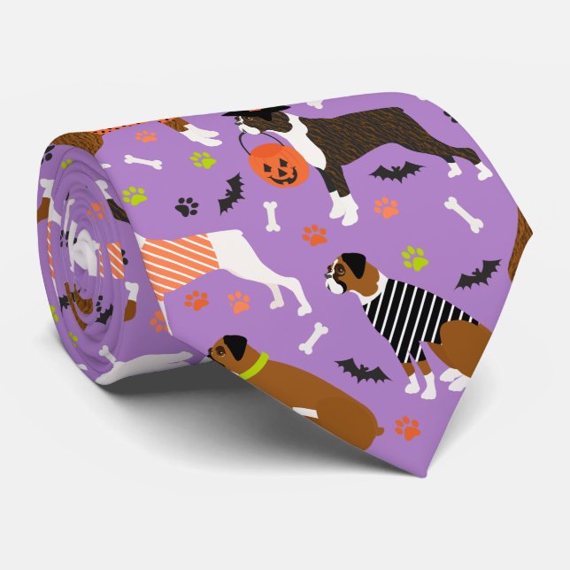 Gravata Cachorro Boxer Halloween (Rolled)