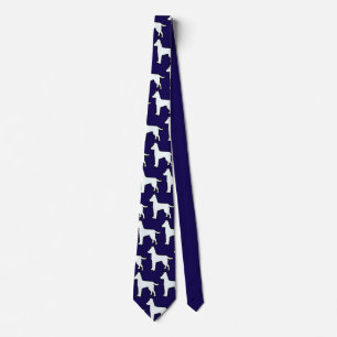 Gravata Cachorro Branco Azul Escuro