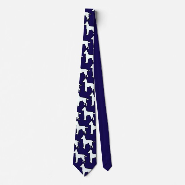 Gravata Cachorro Branco Azul Escuro  (Frente)
