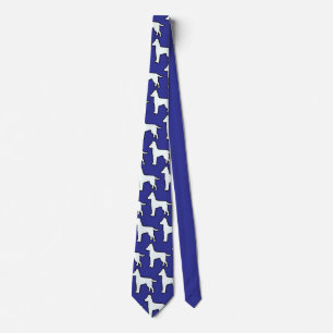 Gravata Cachorro Branco Azul Profundo