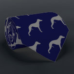 Gravata Cachorro-branco Silhouettes Padrão Azul e Cinza<br><div class="desc">Esta gravata azul do pescoço original do padrão Whippets faz um presente de excelente para pais de cães! Disponível em várias cores, esta gravata legal faz uma declaração para qualquer um que ama o Whippets. Um presente incrível para a cara que veste empate para negócios, ou para eventos especiais como...</div>