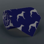 Gravata Cachorro-branco Silhouettes Padrão Azul e Cinza<br><div class="desc">Esta gravata azul do pescoço original do padrão Whippets faz um presente de excelente para pais de cães! Disponível em várias cores, esta gravata legal faz uma declaração para qualquer um que ama o Whippets. Um presente incrível para a cara que veste empate para negócios, ou para eventos especiais como...</div>
