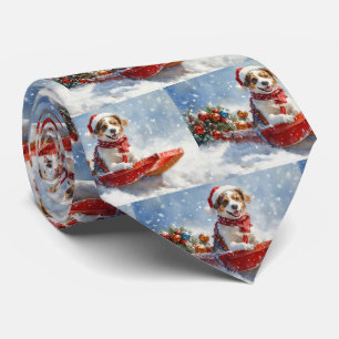 Gravata Cachorro Brittany Spaniel no Natal do Sledge