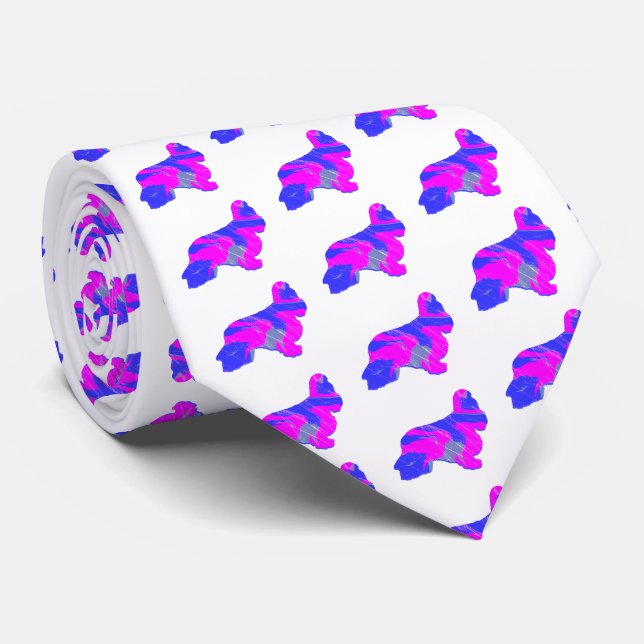 Gravata Cachorro Cachorro RosaAzul Silouette Pescoço Branc (Rolled)