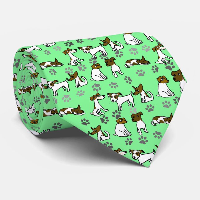 Gravata Cachorro Cartoon do Jack Russell Terrier  (Rolled)