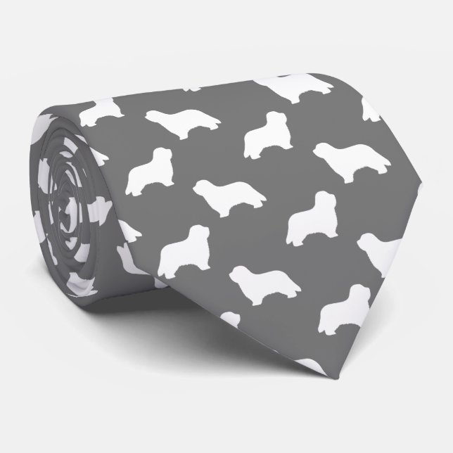 Gravata Cachorro Collie Silhouettes Cinza Padrão (Rolled)