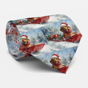 Gravata Cachorro Dachshund no Trenó Deixe Nevar Natal