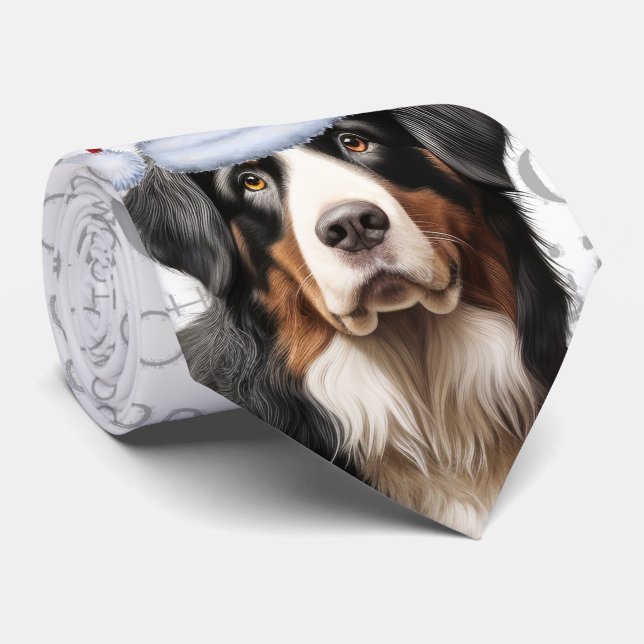 Gravata Cachorro de Bernese Woody Pet Lover de Natal (Rolled)