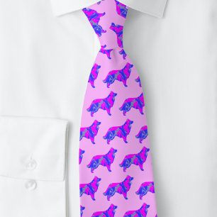 Gravata Cachorro de Borda Silhueta Rosa&Azul Rosa