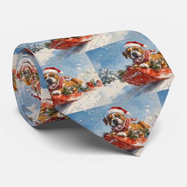 Gravata Cachorro de Boxim Deixem nevar o Natal (Rolled)