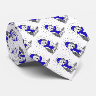 Gravata Cachorro de Ovelino Inglês (Cinza 1), de cor azul-