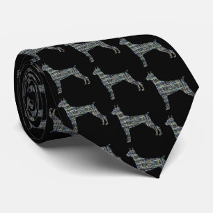 Gravata Cachorro Doberman Silhouter Amarelo e Preto
