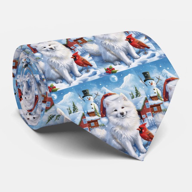 Gravata Cachorro Eskimo Americano Winter Wonderland Natal (Rolled)