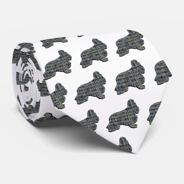 Gravata Cachorro Espanhol Cachorro Amarelo e Preto Branco (Rolled)