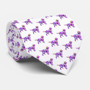 Gravata Cachorro Espanhol Silhouette Cuja Púrpura Branco