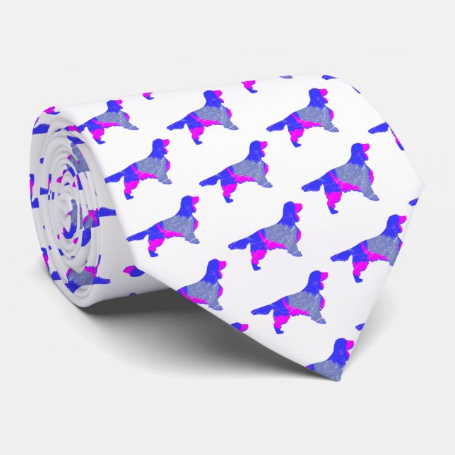 Gravata Cachorro Espanhol Springer Rosa e Pescoço Branco A (Rolled)
