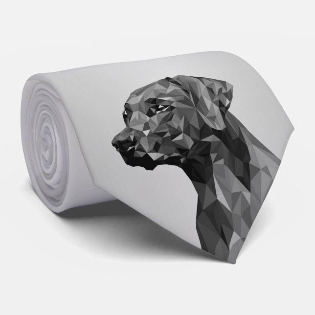 Gravata Cachorro Geométrico Cinza (Rolled)
