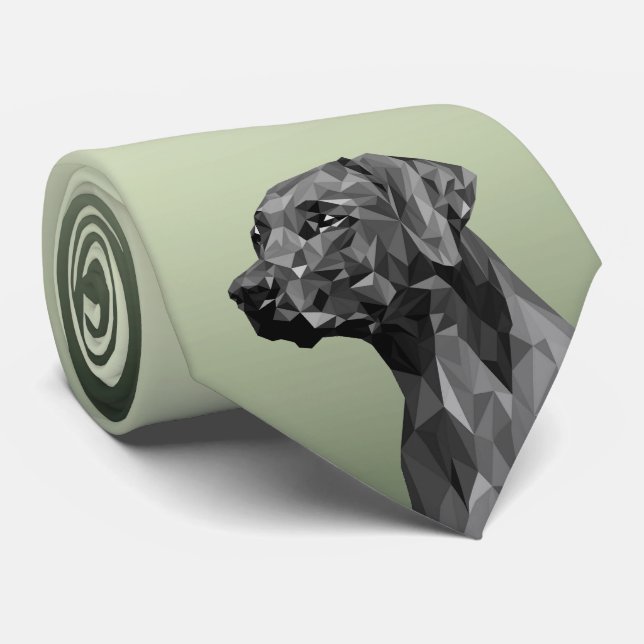 Gravata Cachorro Geométrico Cinza Verde (Rolled)