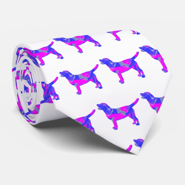 Gravata Cachorro Labrador Cachorro Rosa Silhuette Pescoço  (Rolled)