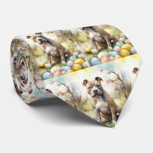 Gravata Cachorro Pitbull com Ovos de Páscoa Feriado